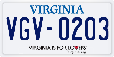VA license plate VGV0203