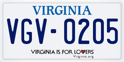 VA license plate VGV0205