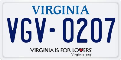 VA license plate VGV0207