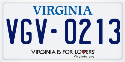 VA license plate VGV0213