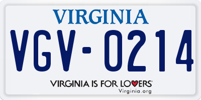VA license plate VGV0214