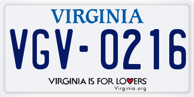 VA license plate VGV0216