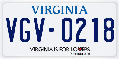 VA license plate VGV0218