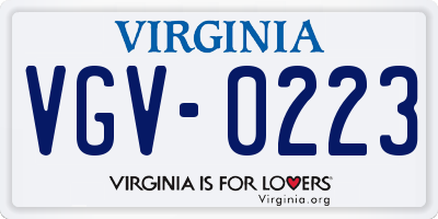 VA license plate VGV0223