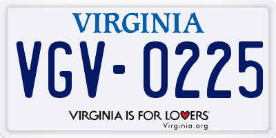 VA license plate VGV0225