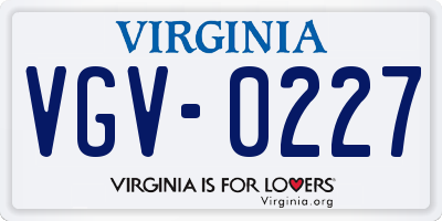 VA license plate VGV0227