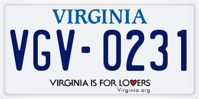 VA license plate VGV0231