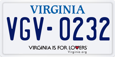 VA license plate VGV0232