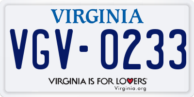VA license plate VGV0233