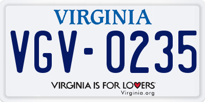 VA license plate VGV0235