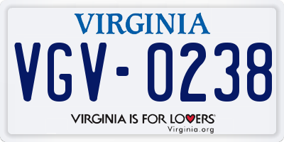 VA license plate VGV0238