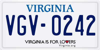 VA license plate VGV0242