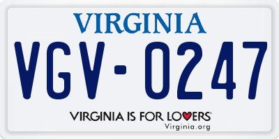 VA license plate VGV0247