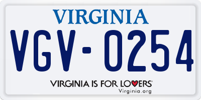 VA license plate VGV0254