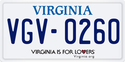 VA license plate VGV0260
