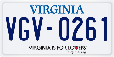 VA license plate VGV0261