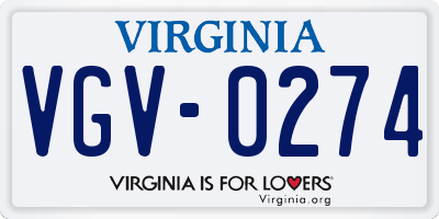 VA license plate VGV0274