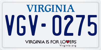 VA license plate VGV0275