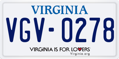 VA license plate VGV0278