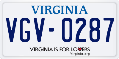 VA license plate VGV0287