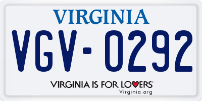 VA license plate VGV0292
