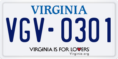 VA license plate VGV0301