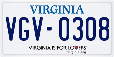 VA license plate VGV0308