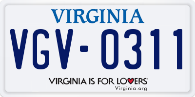 VA license plate VGV0311