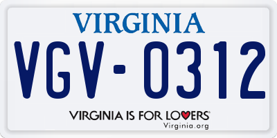 VA license plate VGV0312
