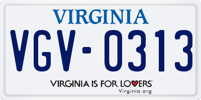 VA license plate VGV0313