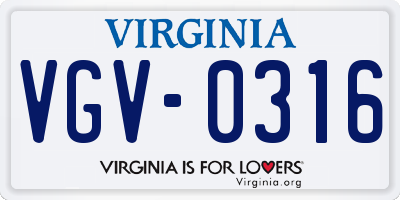 VA license plate VGV0316