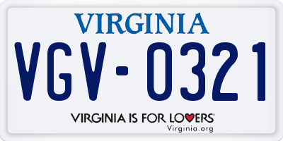 VA license plate VGV0321