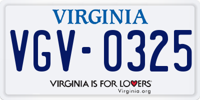 VA license plate VGV0325