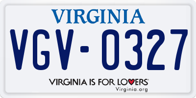 VA license plate VGV0327