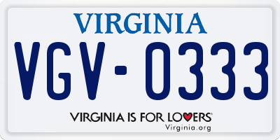 VA license plate VGV0333