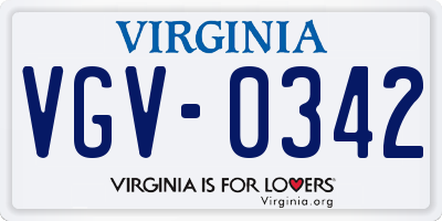 VA license plate VGV0342