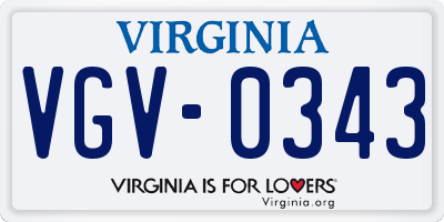VA license plate VGV0343