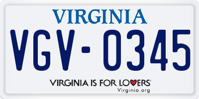 VA license plate VGV0345