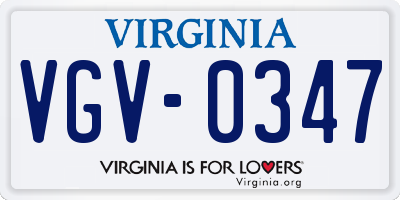 VA license plate VGV0347