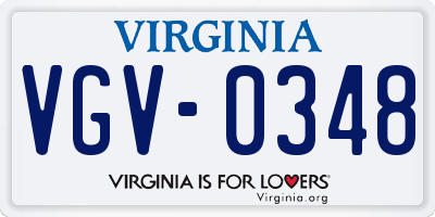 VA license plate VGV0348
