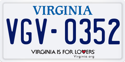 VA license plate VGV0352