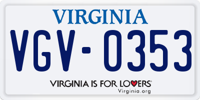 VA license plate VGV0353