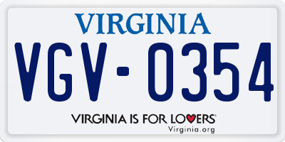 VA license plate VGV0354