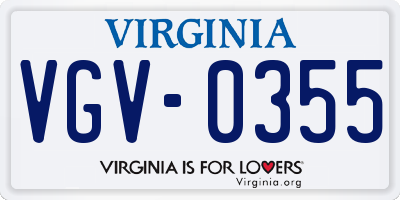 VA license plate VGV0355