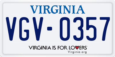 VA license plate VGV0357