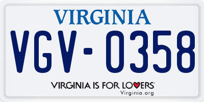 VA license plate VGV0358