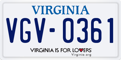 VA license plate VGV0361