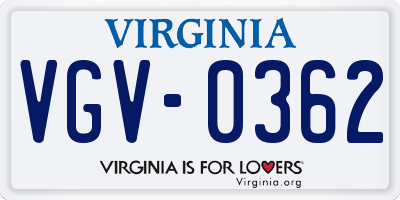 VA license plate VGV0362