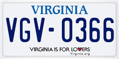 VA license plate VGV0366