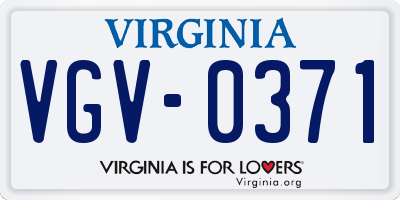 VA license plate VGV0371